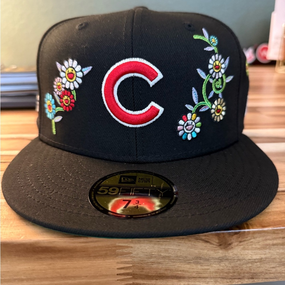 New Era Black Floral Embroidered Kids Cap